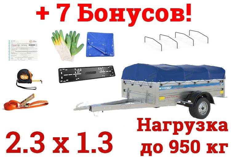 Купить Самосвальный оцинкованный прицеп Кремень "Бизнес Люкс" (2,3х1,3) на рессоре alko в Минске с Доставкой по РБ