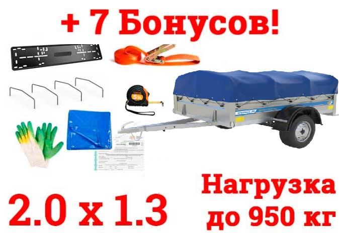 Купить Автомобильный Оцинкованный Прицеп Кремень "Стандарт Плюс" (2х1,3) на рессоре alko в Минске с Доставкой по РБ