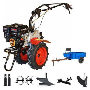 Мотоблок Угра НМБ-1Н10 с прицепом, ВОМ, прониженной передачей и двигателем Lifan KP230 8,0 л.с. В комплекте (плуг, фрезы, сцепка, распашник)