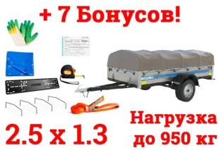 Автомобильный Прицеп Кремень "Стандарт" (2,5х1,3) на рессоре alko Автомобильный Прицеп Кремень "Стандарт" (2,5х1,3) на рессоре alko
