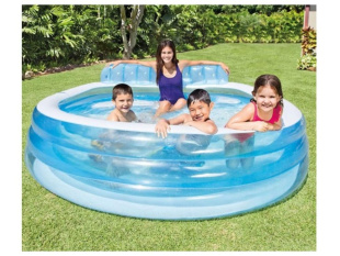 Надувной бассейн с сиденьем Семейный, 224х216х76 см, INTEX (от 3 лет)