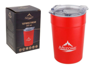 Термостакан, 360 мл, нержавеющая сталь, красный, ARIZONE