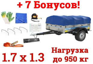 Автомобильный Прицеп Кремень "Стандарт" (1,7х1,3) на рессоре alko Автомобильный Прицеп Кремень "Стандарт" (1,7х1,3) на рессоре alko