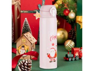 Термос, 500 мл, нержавеющая сталь, MERRY CHRISTMAS, розовый, PERFECTO LINEA