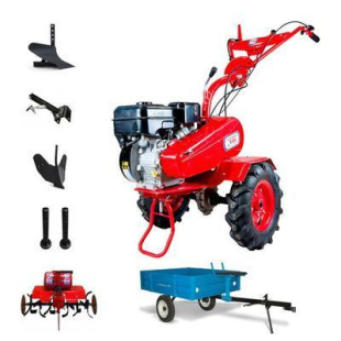 Мотоблок Салют 100 БС-В с Прицепом и двигателем Briggs & Stratton Vanguard 6,5 л.с. В комплекте (Фрезы раздвижные 6 шт., удлинители осей, плуг, сцепка, окучник) Мотоблок Салют 100 БС-В с Прицепом и двигателем Briggs & Stratton Vanguard 6,5 л.с. В комплекте (Фрезы раздвижные 6 шт., удлинители осей, плуг, сцепка, окучник)