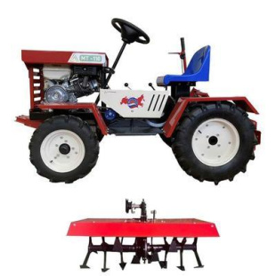 Мототрак Агромаш МТ-110 с активной фрезой, двигателем 188F мощностью 13 л.с., колеса R10 - R12. В комплекте (Мототрак, сцепка)