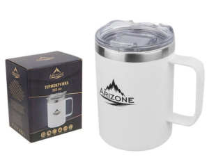 Термокружка, 360 мл, нержавеющая сталь, белая, ARIZONE