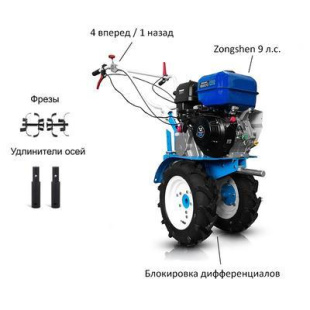 Мотоблок Нева МБ-23ZS с двигателем Zongshen GB270 9 л.с. В комплекте: Фрезы, удлинители осей Мотоблок Нева МБ-23ZS с двигателем Zongshen GB270 9 л.с. В комплекте: Фрезы, удлинители осей